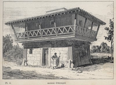 Maison etrusque (etruský dům) - rytina z roku 1889 v „Historie lidského obydlí na Světové výstavě v roce 1889, pan Charles GARNIER - Librairie centrale des beaux-arts Paris 1889 od Unknown artist