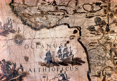 Mapa Afriky: detail zobrazující Beninský záliv s ostrovem Saint Helene. Italská geografická společnost Řím 17. století od Unknown artist