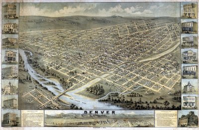 Mapa Denveru, Colorado od Unknown artist
