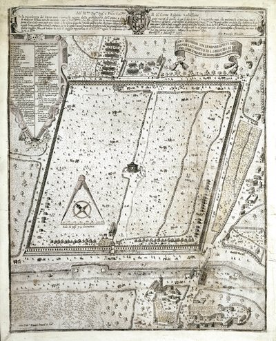 Mapa milánského lazaretu během velkého moru v Miláně v roce 1630 (kresba od Unknown artist