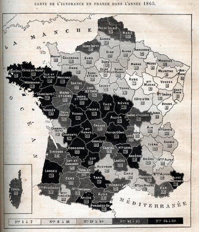 Mapa nevědomosti ve Francii v roce 1865 - od Unknown artist