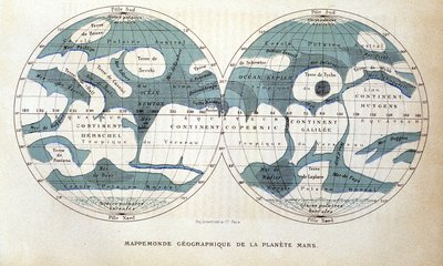 Mapa planety Mars – v “” Popular Astronomy”” od Camille Flammarion, ed. Marpon & Flammarion od Unknown artist