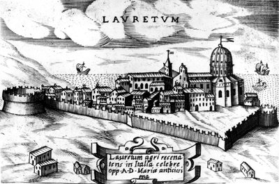 Mapa města Loreto (Laurentum), rytina 16. století. od Unknown artist