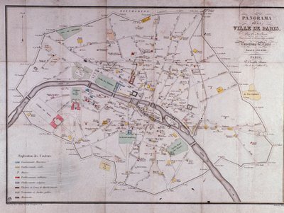 Mapa města Paříže v roce 1840. od Unknown artist