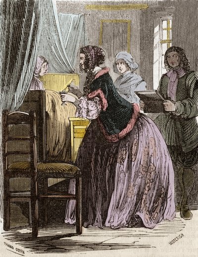 Marquise de Brinvilliers otráví pacienty hotelu Dieu v Paříži. od Unknown artist