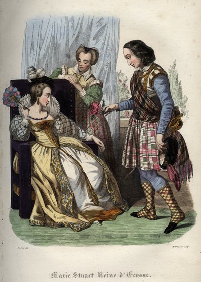 Marie, skotská královna (Mary I of Scotland) (Marie Iere Stuart) (1542-1587). Rytina z roku 1842 v „Histoire des Popes““ od Maurice Lachatre. Soukromá sbírka. od Unknown artist