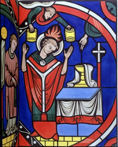 Mass. College přirovnání okna z barevného skla z katedrály v Le Mans. Trasování 19. století. od Unknown artist