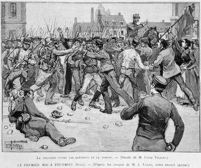 1. května (1891) ve Fourmies - Srážka mezi útočníky a skupinou - v „“Le Monde Illustré““ od Unknown artist