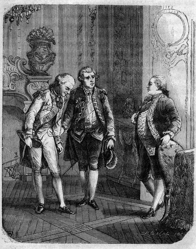 Setkání mezi hrabětem z Marbeuf, jmenovaným vojenským guvernérem Korsiky v roce 1772, a Pascalem (Pasqualem) Paolim. V "" Pasquale Paoli nebo na trase Pontenuovo "" "od F.D. Guerrazzi. 1872. od Unknown artist