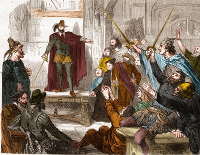 Zasedání Výboru šestnácti (16) v roce 1588 (Rada zástupců šestnácti čtvrtí Paříže) Povstalecký výbor vytvořený v Paříži během Ligy. od Unknown artist
