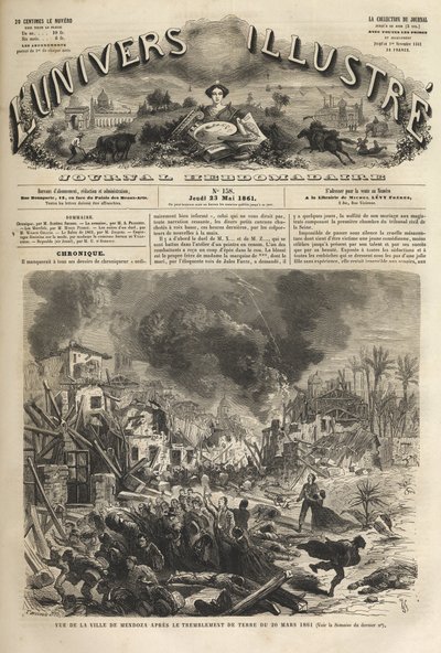 Mendoza, Argentina – Zemětřesení z roku 1861 – Seisme de 1861 v Mendoze – Argentina – 20. března 1861 – Illustrous Universe v roce 1861 – od Unknown artist