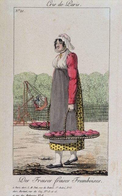 Obchodník s jahodami a malinami - v „“ Cris de Paris“, deb. 19. století od Unknown artist