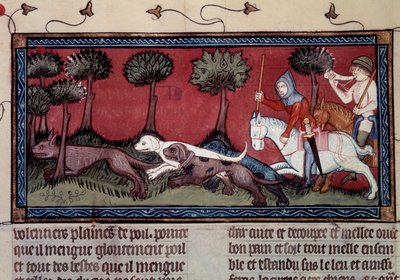 Miniaturní hon na lišku z rukopisu fr. 1297 „“ kniha krále Moduse a královny poměr“ od Henri de Ferrieres (14. století) od Unknown artist