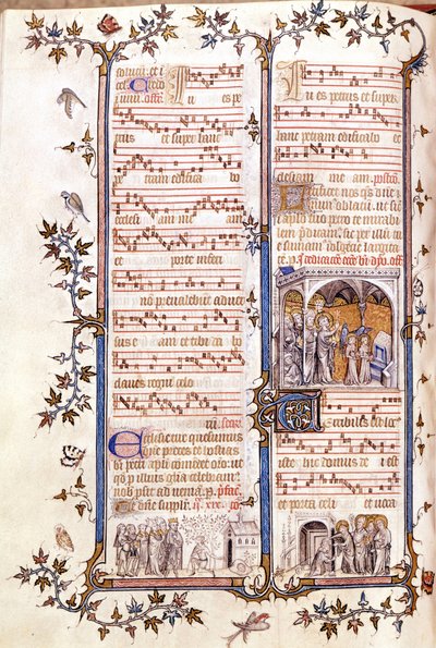 Misál Saint Denis, kolem roku 1350. Miniatura zobrazující Clotaire (Clothaire) a Dagoberta. od Unknown artist