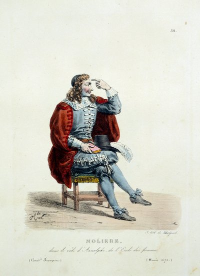 Kostým Moliera v roli Arnolpha v díle „Škola žen““ z roku 1670. Kostým francouzské komedie od Hippolyte Lecomta (1781-1857). Rytina 19. století. Coll. Pojďme. od Unknown artist
