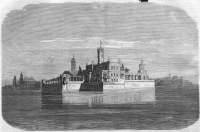 Hrad Montfort na Bodamském jezeře v Německu. Gravírování do „“The Illustrious Universe““ od Unknown artist