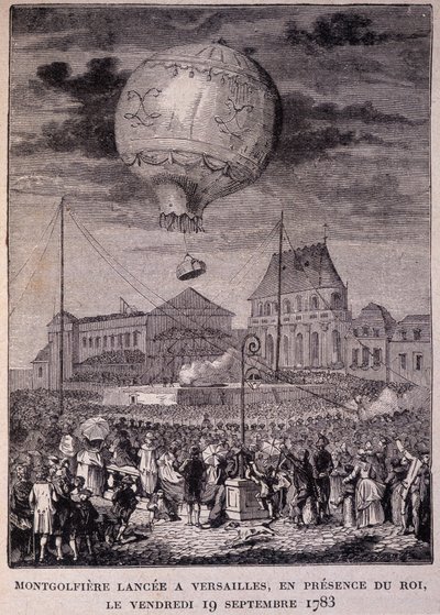 Montgolfiere zahájena ve Versailles za přítomnosti krále (Ludvíka XVI.) v pátek 19.9.1783 - v „“Les Contemporains“, n.d. konec 19. století. od Unknown artist