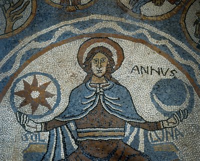 Mozaiková podlaha zobrazující měsíce v roce od Unknown artist
