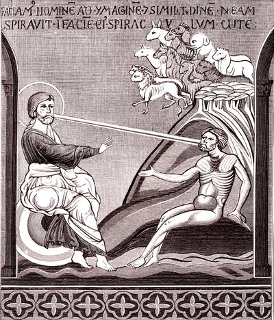 Mozaika představující stvoření člověka od Unknown artist