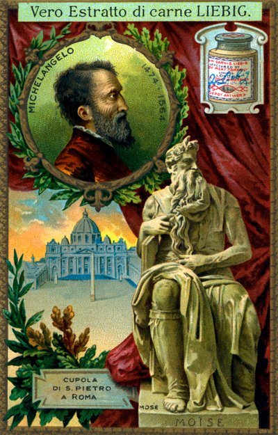 Mojžíš - socha od Michelangela, počátek 20. století (chromo) od Unknown artist