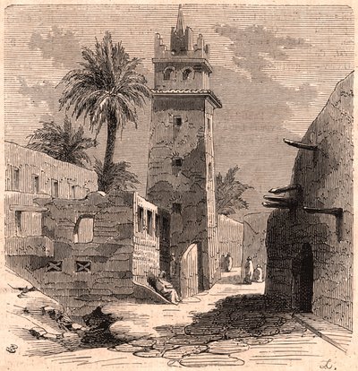 Mešita ve staré Biskra (Biskra) v Alžírsku v roce 1866 od Unknown
