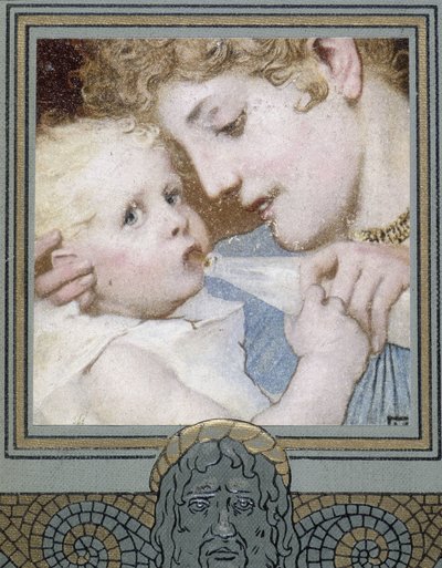 Matka dává láhev svému dítěti - 19. století od Unknown artist