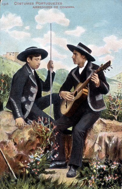Hudebníci v portugalských kostýmech. Coimbra arredores. od Unknown artist