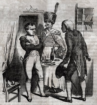 Napoleon I. za přítomnosti Jeana Nicolase Corvisarta (1755-1821), doktora angličtiny, rytina v „La Sante Universelle - Guide Medical des Families““ 1852 od Unknown artist