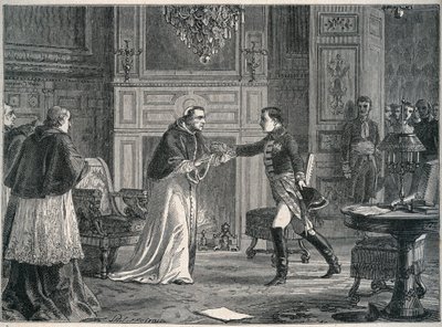 Napoleon na návštěvě papeže Pia VII ve Fontainebleau 1804 - Návštěva Napoleona I. u papeže Pia VII a Fontainebleau 1804 od Unknown artist