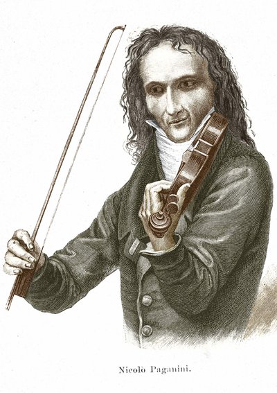 Niccolo Paganini (1782 - 1840) hraje na svém Stradivarius (housle vytvořené italským houslařem Antoniem Stradivarim). od Unknown artist