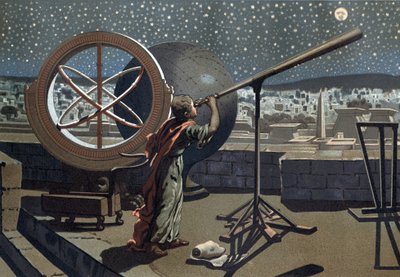 Nicein hipparchus. (Hipparkhos) na Alexandrijské observatoři Řecký astronom (v Bythinii, 2. století př. n. l.) po „La Ciencia y sus Hombres“ od Louise Figuiera. Barcelona 1881 od Unknown artist