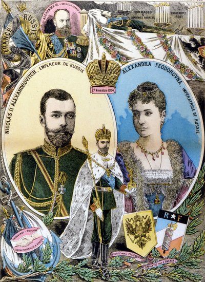 Nicholas II a Alessandra Feodorovna.rytina z konce 19. století od Unknown artist