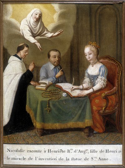 Nicolas vypráví Henriettě královně Anglie a dceři Jindřicha IV. o zázraku vynálezu sochy svaté Anny od Unknown artist