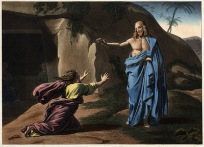 Noli me tangere: zjevení Krista svaté Magdaleně. Anonymní rytina 19. století. od Unknown artist