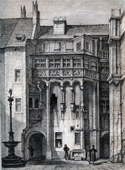 Nurnberger Rathaus - nádvoří norimberské radnice - rytina kolem roku 1867 od Unknown artist