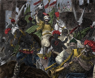 29. května 1453 zaútočil na Konstantinopol sultánem Osmanské říše Muhammad II. - Dobytí Konstantinopole: armáda osmanského sultána Mehmeta II. (Mehmed II. Dobyvatel nebo Muhammad II. Fatih) (1430-1481) obléhala město Konstantinopol v r. 1 od Unknown artist