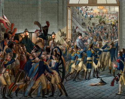 Sto dní: „“ Napoleon Bonaparte (1769-1821) se vrátil z exilu na ostrově Elba – triumfální vstup 20. března 1815 v Palais des Tuileries – Rytina 19. století od Unknown artist