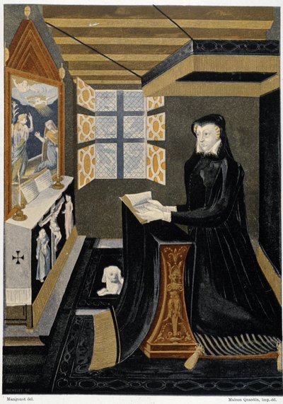 Oratoř královny Kateřiny de Medici (Caterina de Medici) (Královna v modlitbě) - podle smaltu ze 16. století, muzeum Cluny od Unknown artist