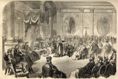 Řád svatého Patrika - Nejznámější řád svatého Patrika - Vydání rytíře Řádem svatého Patrika v Dublinu, Irsko v 19. - rytina 1866 od Unknown artist