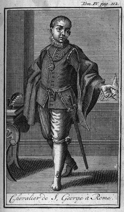Rytířské řády. Rytíř svatého Jiří v Římě v Itálii v 15. století. In „“ Historie vojenských řádů či rytířů, bezpečných a rutinních milicí obou pohlaví, které byly ustaveny až do současnosti. Vydání převzato od abbého Giustinianiho, od Unknown artist