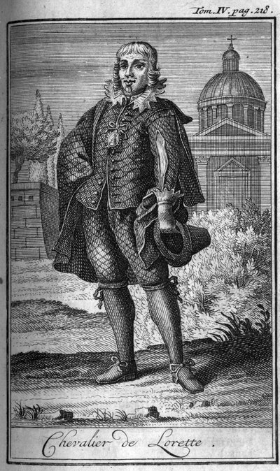 Rytířské řády. Chevalier de Lorette ve Francii v 16. století. In „“ Historie vojenských řádů či rytířů, dosud ustavených bezpečných a rutinních milicí obou pohlaví. Vydání převzato od Abbe Giustiniani, R.P. Bonani, M. Her od Unknown artist