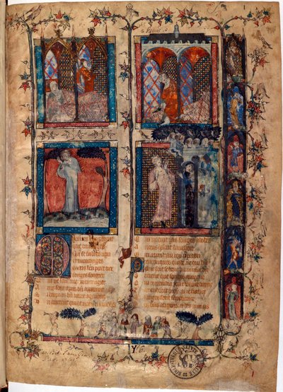 Iluminovaná stránka z rukopisu "Le Roman de la Rose"" od Guillaume de Lorris (asi 1200-1238) a Jean de Meun (Meung) (1240-1305) asi 1353 Švýcarsko Bibliotheque de Geneve od Unknown artist