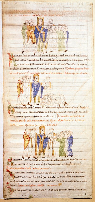 Stránka iluminované bible (Ms.723-Foglio 138v.) z počátku 12. století. Ztlumit. 52,8x38 cm Řím, Biblioteca Casanatense od Unknown artist