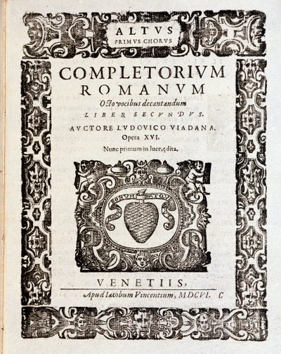 Strana hudební partitury Žalmů (op 16) od Ludovica Viadany od Unknown artist