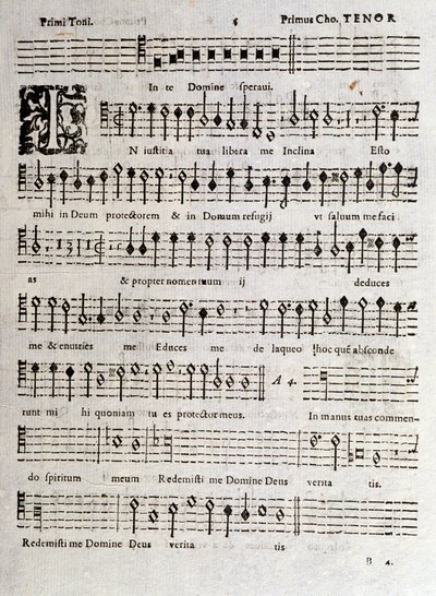 Strana hudební partitury Žalmů (op 16) od Ludovica Viadany od Unknown artist