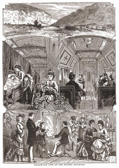 Palace-car život na Pacific Railroad, rytina sd. 19. století. od Unknown artist