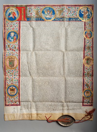 Papežská bula. Papež Pavel III., eucharistická. Pergamen. Miniaturní malba. 1535. od Unknown artist
