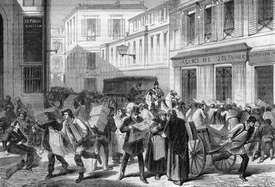Paříž 1869: novinový sál, rue du croissant. od Unknown artist