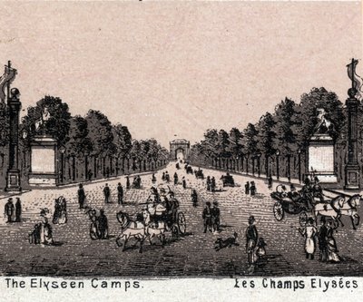 Paříž, Francie: pohled na Champs Elysees (Champs-Elysees). v „Svět ilustruje 168 pohledů““ Nedatováno (konec 19. století) od Unknown artist