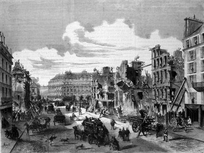 Paříž, demolice rue de la Paix pro otevření rue de Reaumur. 1868. Rytina 19. stol. od Unknown artist